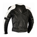 REF:GM163 BLANCA/NEGRACHAQUETA DE PIEL PARA MOTO, CON PROTECTORES DE TITANIO