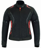 REF:Diana Rojo MujerCHAQUETA DE VERANO PARA CHICAS MOTERAS CON PROTECCIONES C.E. Y FORRO IMPERMEABLE EXTRAIBLE