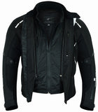 REF:VULCANO BLANCO NEGROCHAQUETA DE MOTO PERFORADA DE VERANO CON FORRO IMERMEABLE EXTRAIBLE Y PROTECTORES C.E. UNISEX
