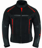 REF:VULCANO ROJO NEGROCHAQUETA DE MOTO PERFORADA DE VERANO CON FORRO IMERMEABLE EXTRAIBLE Y PROTECTORES C.E. UNISEX