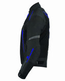 REF:VULCANO AZUL NEGROCHAQUETA DE MOTO PERFORADA DE VERANO CON FORRO IMERMEABLE Y EXTRAIBLE CON PROTECCIONES CE. UNISEX