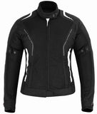 REF:Diana Blanca Negra MujerCHAQUETA DE MOTO PARA MUJER DE VERANO CON PROTECCIONES C.E. Y FORRO IMPERMEABLE EXTRAIBLE