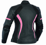 REF:AFRODITA FUCSIA ROSACHAQUETA DE MOTO EN CUERO PARA CHICAS CON PROTECTORES C.E