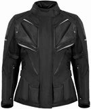 REF:MINERVA NEGRACHAQUETA MUJER 3/4 DE MOTO EN TEXTIL IMPERMEABLE, TRANSPIRABLE, TÉRMICO CON PROTECCIONES C.E.