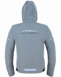 REF:KARAKARUM GRIS PLATACHAQUETA DE MOTO UNISEX EN TEJIDO SOFTSHELL, NEOPRENO IMPERMEABLE, TÉRMICO Y PROTECTORES C.E.