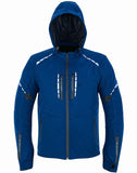 REF:KARAKARUM AZUL MARINOCHAQUETA DE MOTO UNISEX EN TEJIDO SOFTSHELL, NEOPRENO IMPERMEABLE, TÉRMICO Y PROTECTORES C.E.