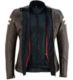 CHAQUETA DE MOTO EN PIEL BUFALO PARA CHICAS ESTILO RETRO CON FORRO IMPERMEABLE