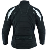 REF:GM111 BLANCA NEGRACHAQUETA DE MOTO 3/4 EN CORDURA, UNISEX, IMPERMEABLE, FORRO DESMONTABLE PROTECTORES C.E.