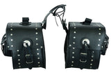 JUEGO DE ALFORJAS RÍGIDAS DE CUERO 3-4MM, PARA MOTO CUSTOM Y HARLEY BIKERS 2X24 LITROS