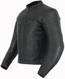 REF:GM175 NEGRACHAQUETA DE MOTO EN CUERO CON FORRO Y PROTECCIONES DESMONTABLES