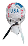 GORRA (BANDANA) DE PIEL PARA MOTO CUSTOM, DIBUJO USA, REVERSIBLE
