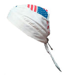GORRA (BANDANA) DE PIEL PARA MOTO CUSTOM, DIBUJO USA, REVERSIBLE