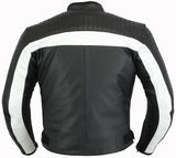 REF:GM175 NEGRA - BLANCACHAQUETA DE MOTO EN PIEL CON PROTECCIONES EXTRAIBLES