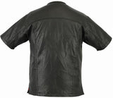 REF:GM492 NEGRO AMERICANOCHALECO DE PIEL ANILINA EN ESTILO AMERICANO, PERFORADO 100%