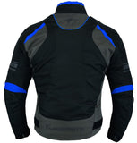 REF:DERBI AZUL GRISCHAQUETA DE MOTO UNISEX EN TEXTIL IMPERMEABLE, TÉRMICO CON PROTECCIONES C.E.