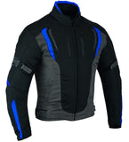 REF:DERBI AZUL GRISCHAQUETA DE MOTO UNISEX EN TEXTIL IMPERMEABLE, TÉRMICO CON PROTECCIONES C.E.