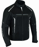 REF:VULCANO BLANCO NEGROCHAQUETA DE MOTO PERFORADA DE VERANO CON FORRO IMERMEABLE EXTRAIBLE Y PROTECTORES C.E. UNISEX