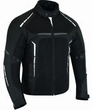 REF:VULCANO BLANCO NEGROCHAQUETA DE MOTO PERFORADA DE VERANO CON FORRO IMERMEABLE EXTRAIBLE Y PROTECTORES C.E. UNISEX