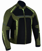 REF:VULCANO VERDE MILITAR FLUORCHAQUETA DE MOTO PERFORADO DE VERANO, FORRO IMPERMEABLE EXTRAIBLE Y PROTECCIONES CE- UNISEX