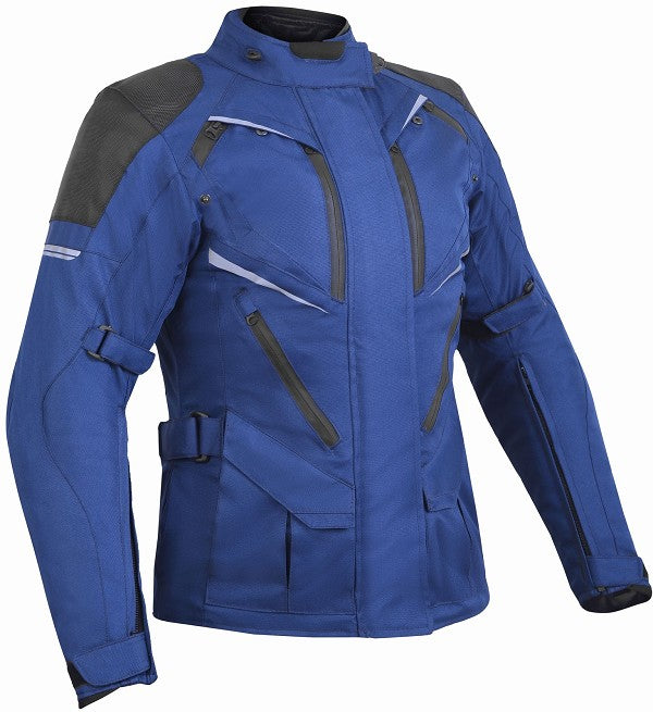 REF:MINERVA AZUL MARINO NEGROCHAQUETA MUJER 3/4 DE MOTO EN TEXTIL 100% IMPERMEABLE, TRANSPIRABLE, TÉRMICO Y PROTECCIONES C.E.