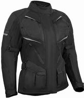 REF:MINERVA NEGRACHAQUETA MUJER 3/4 DE MOTO EN TEXTIL IMPERMEABLE, TRANSPIRABLE, TÉRMICO CON PROTECCIONES C.E.