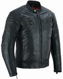 CHAQUETA DE MOTO EN PIEL DE BÚFALO ESTILO VINTAGE CON FORRO Y PROTECCIONES CE EXTRAIBLES