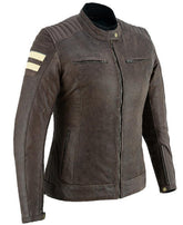 CHAQUETA DE MOTO EN PIEL BUFALO PARA CHICAS ESTILO RETRO CON FORRO IMPERMEABLE