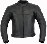 REF:GM175 NEGRACHAQUETA DE MOTO EN CUERO CON FORRO Y PROTECCIONES DESMONTABLES