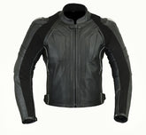 REF:GM166 NEGRA SIN JOROBACHAQUETA DE CUERO CON PROTECCIONES TPR TITANIO Y FORRO TÉRMICO