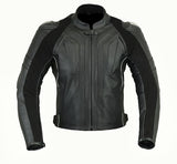 REF:GM166 NEGRA SIN JOROBACHAQUETA DE CUERO CON PROTECCIONES TPR TITANIO Y FORRO TÉRMICO