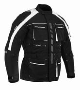 REF:Atenea Blanca NegraCHAQUETA DE MOTO EN CORDURA 3/4 UNISEX, IMPERMEABLE 100%