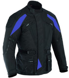 REF:GM111 AZUL CHAQUETA DE MOTO 3/4 EN CORDURA, PROTECTORES C.E, IMPERMEABLE, UNISEX