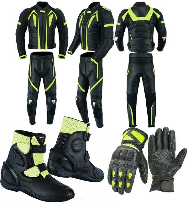 RACING PACK MONO DE DOS PIEZAS, BOTAS DE MOTO Y GUANTES DE CUERO PARA MOTORISTAS (2)
