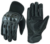 GUANTES DE VERANO PARA MOTORISTAS EN PIEL, MALLA Y FIBRA DE CARBONO (1)