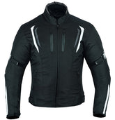 REF:DERBI BLANCA NEGRACHAQUETA DE MOTO UNISEX EN TEXTIL IMPERMEABLE, TÉRMICO CON PROTECCIONES C.E.