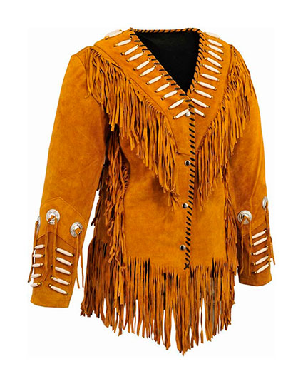 REF:GM11125 CHAQUETA DE PIEL CON FLECOS ESTILO INDIO