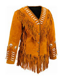 REF:GM11125 CHAQUETA DE PIEL CON FLECOS ESTILO INDIO