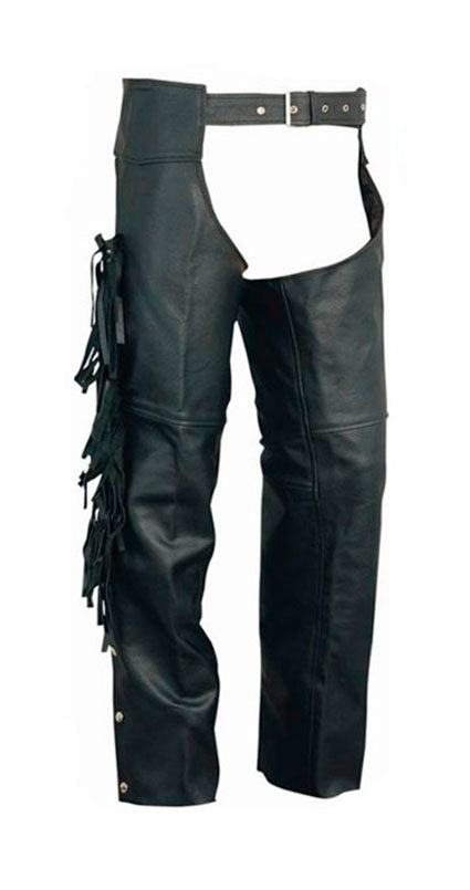 PANTALÓN CHAP DE CUERO CON FLECOS PARA MOTEROS