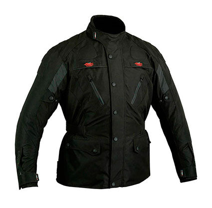 REF:GM101 NEGRACHAQUETA DE MOTO EN TEXTIL CORDURA, UNISEX, IMPERMEABLE Y 3/4