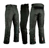 PANTALÓN DE MOTO EN CORDURA TEXTIL Y CUERO CON PROTECCIONES