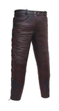 PANTALÓN DE PIEL CON CORTE TEJANO Y CON CORDONES