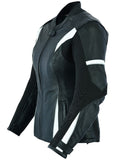 REF:AFRODITA BLANCA NEGRACHAQUETA DE MOTO EN CUERO PARA CHICAS CON PROTECTORES C.E