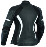 REF:AFRODITA BLANCA NEGRACHAQUETA DE MOTO EN CUERO PARA CHICAS CON PROTECTORES C.E