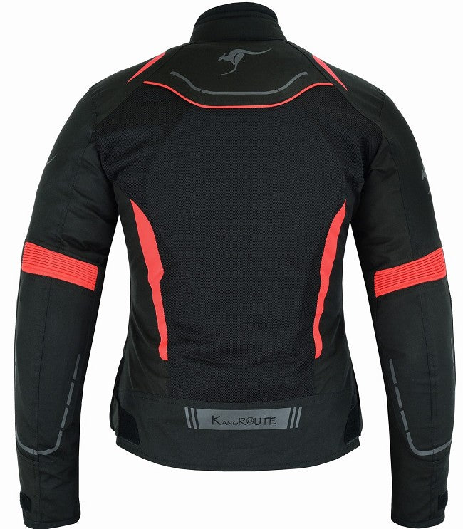 REF:Diana Rojo MujerCHAQUETA DE VERANO PARA CHICAS MOTERAS CON PROTECCIONES C.E. Y FORRO IMPERMEABLE EXTRAIBLE