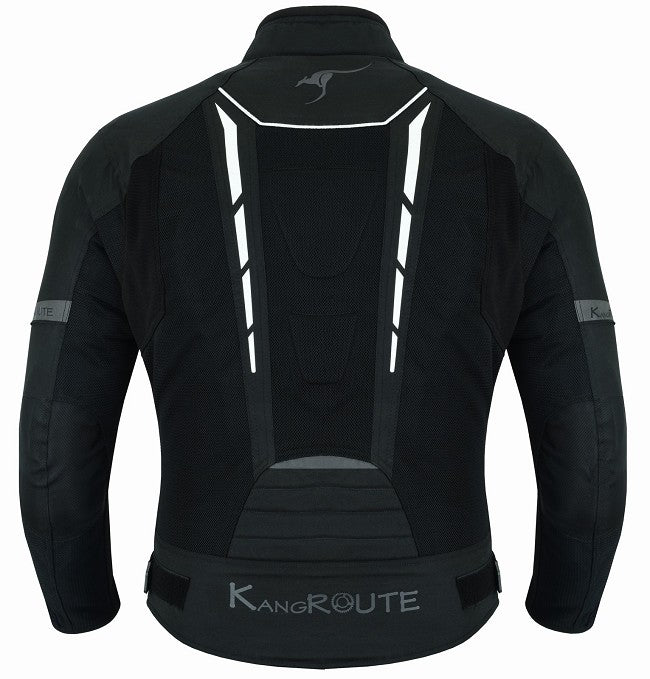 REF:VULCANO BLANCO NEGROCHAQUETA DE MOTO PERFORADA DE VERANO CON FORRO IMERMEABLE EXTRAIBLE Y PROTECTORES C.E. UNISEX