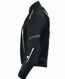 REF:VULCANO BLANCO NEGROCHAQUETA DE MOTO PERFORADA DE VERANO CON FORRO IMERMEABLE EXTRAIBLE Y PROTECTORES C.E. UNISEX