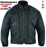 REF:VULCANO BLANCO NEGROCHAQUETA DE MOTO PERFORADA DE VERANO CON FORRO IMERMEABLE EXTRAIBLE Y PROTECTORES C.E. UNISEX