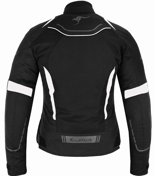 REF:Diana Blanca Negra MujerCHAQUETA DE MOTO PARA MUJER DE VERANO CON PROTECCIONES C.E. Y FORRO IMPERMEABLE EXTRAIBLE