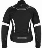REF:Diana Blanca Negra MujerCHAQUETA DE MOTO PARA MUJER DE VERANO CON PROTECCIONES C.E. Y FORRO IMPERMEABLE EXTRAIBLE