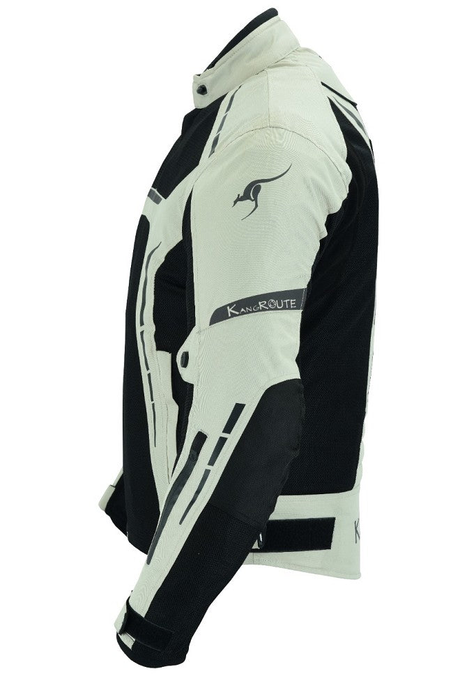 REF:VULCANO PLATA BLANCO NEGROCHAQUETA DE MOTO PERFORADA DE VERANO CON FORRO IMERMEABLE Y EXTRAIBLE CON PROTECCIONES CE. UNISEX